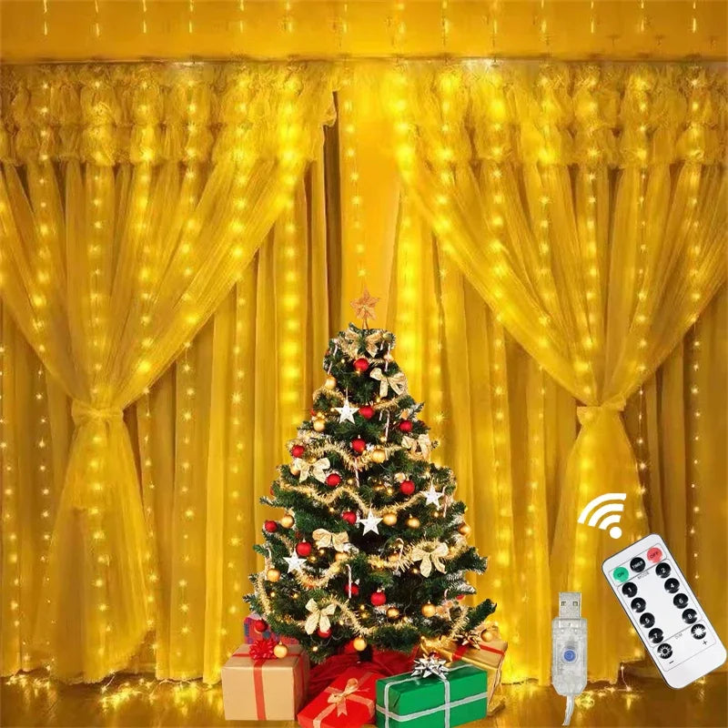 6/4/3M USB Curtain String Lights 8 Modes Fairy Light Bedroom Home Christmas Tree Garland Light Wedding Christmas Holiday Decor