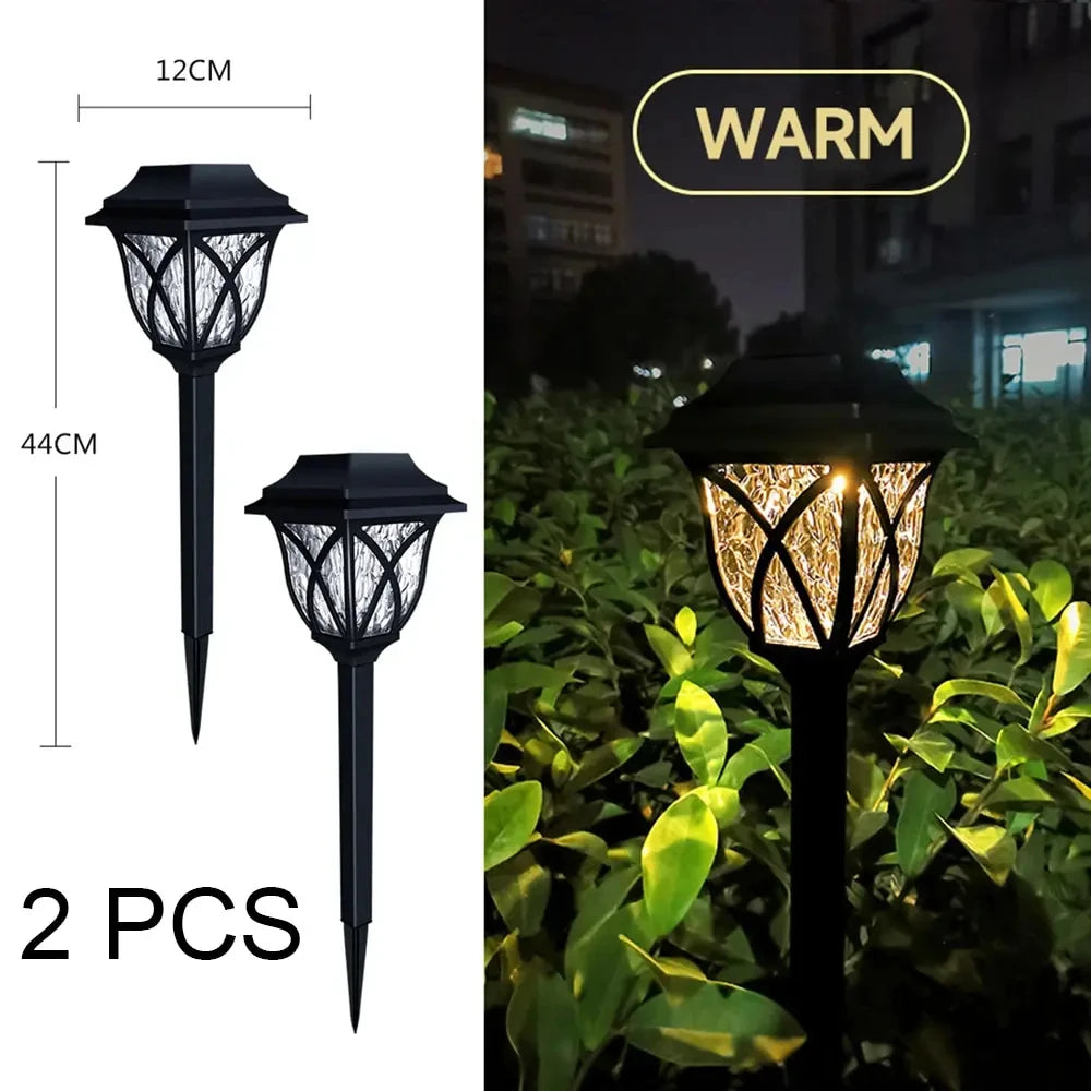 Led Solar Lawn Lights 2pcs/Lot Outdoor Lamp Waterproof Warm Light Garden Courtyard For Walkway Path Villa Landscape Projection