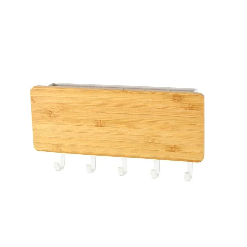 Wall Hanging Bamboo Key Hanger Holder Wall Organizer Rectangle Key Rack Hooks Coat Hooks Home Decoration Coat Hanger