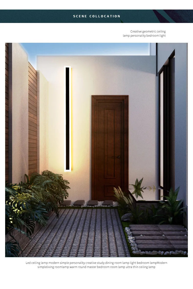 Outdoor wall lamp IP65 waterproof corridor staircase lamp LED long wall lamp outdoor balcony lamp entrance villa garden light