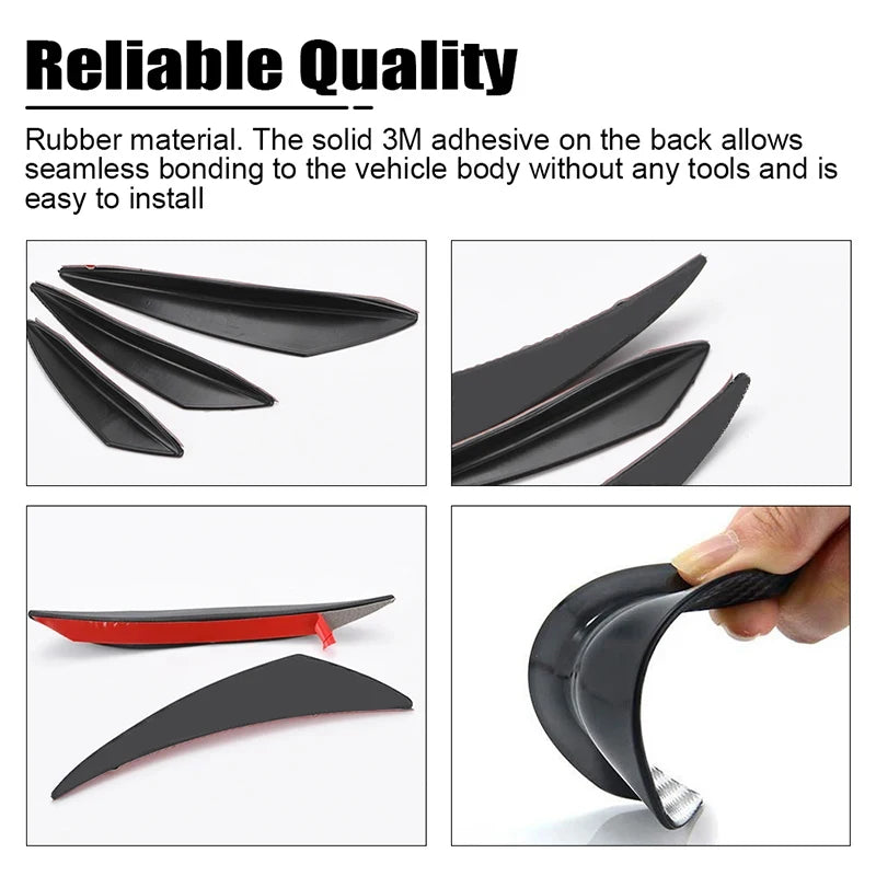 6Pcs/Set Universal Front Bumper Lip Diffuser Splitter Fins Body Spoiler Car Tuning Canards Valence Car Decoration Decoration