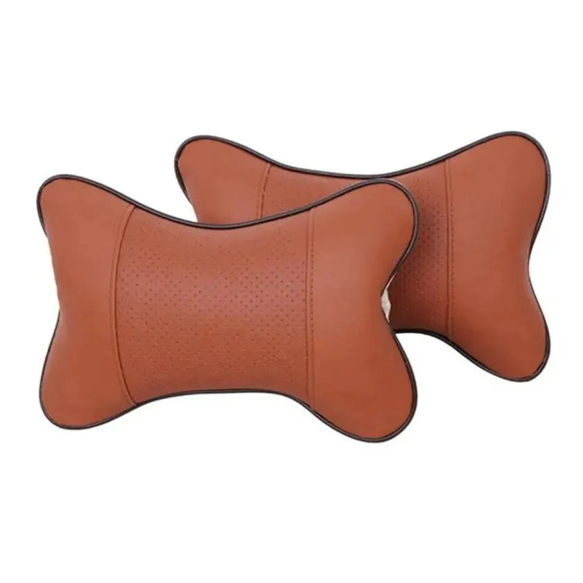 Car Neck Pillows Both Side Pu Leather 1pcs Pack Headrest For Head Pain Relief Filled Fiber Universal Car Pillow