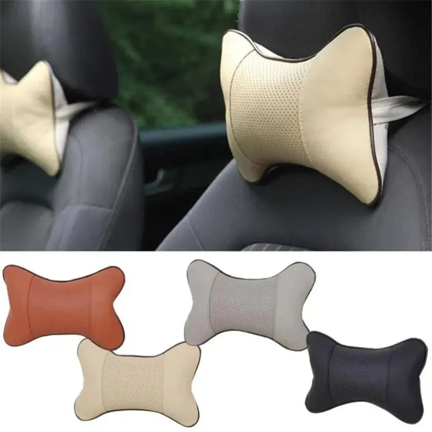 Car Neck Pillows Both Side Pu Leather 1pcs Pack Headrest For Head Pain Relief Filled Fiber Universal Car Pillow