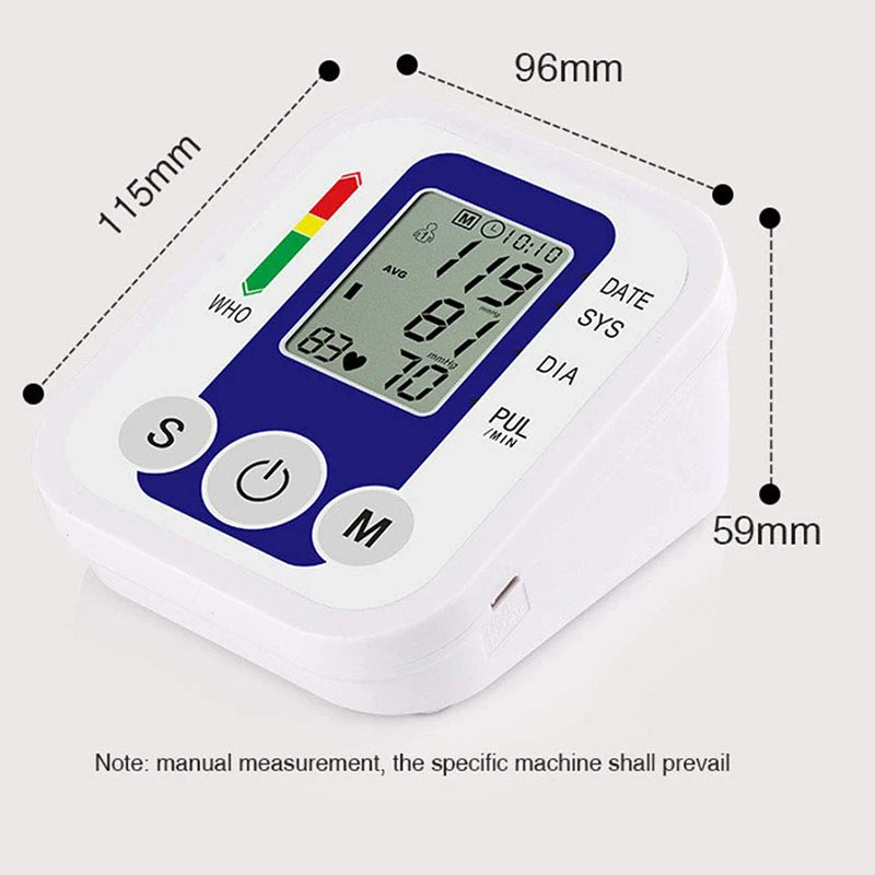 Tensiometer Heart Rate Pulse Meter BP Monitor Healthy Digital Arm Blood Pressure Meter Cuff Medical Automatic Pressure Tonometer