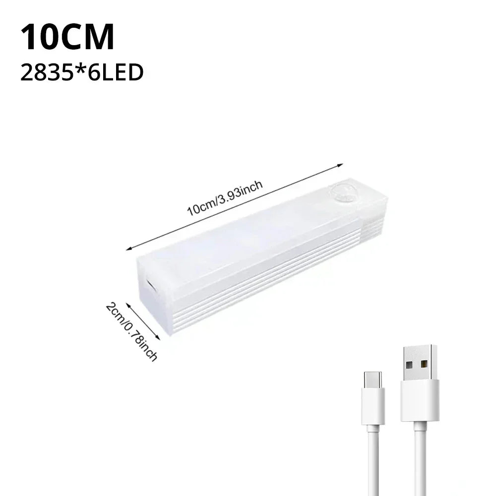 Motion Sensor Light Wireless LED Night Light USB Rechargeable Light Cabinet Wardrobe Lamp Staircase Backlight For Kitchen LED