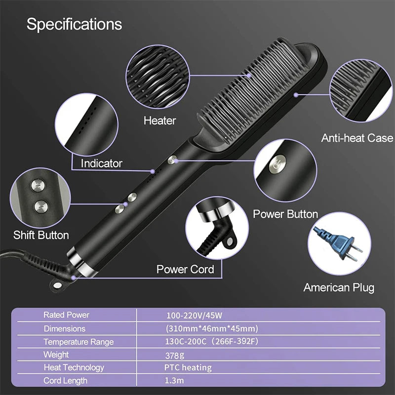 Electric Hair Straightener Brush Professional Fashion Fast Heating Ceramic Hair Straightener