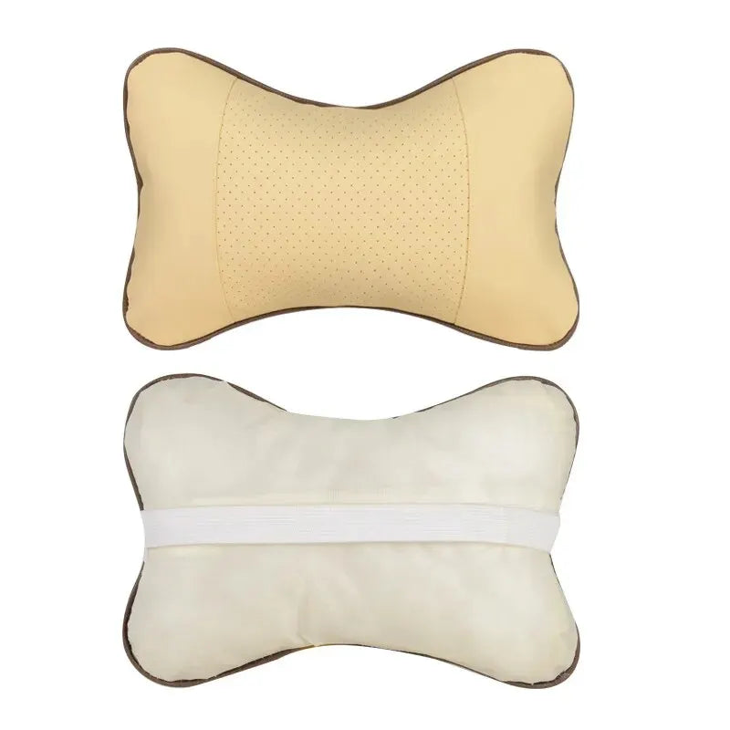 Car Neck Pillows Both Side Pu Leather 1pcs Pack Headrest For Head Pain Relief Filled Fiber Universal Car Pillow