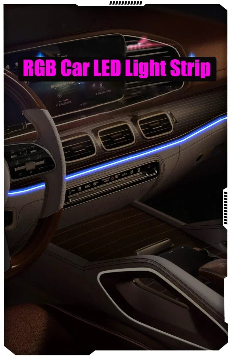 2/3/4/5M RGB Car Interior Ambient LED Light Strip Invisible USB Fiber Optic Atmosphere Lamp Support APP Control