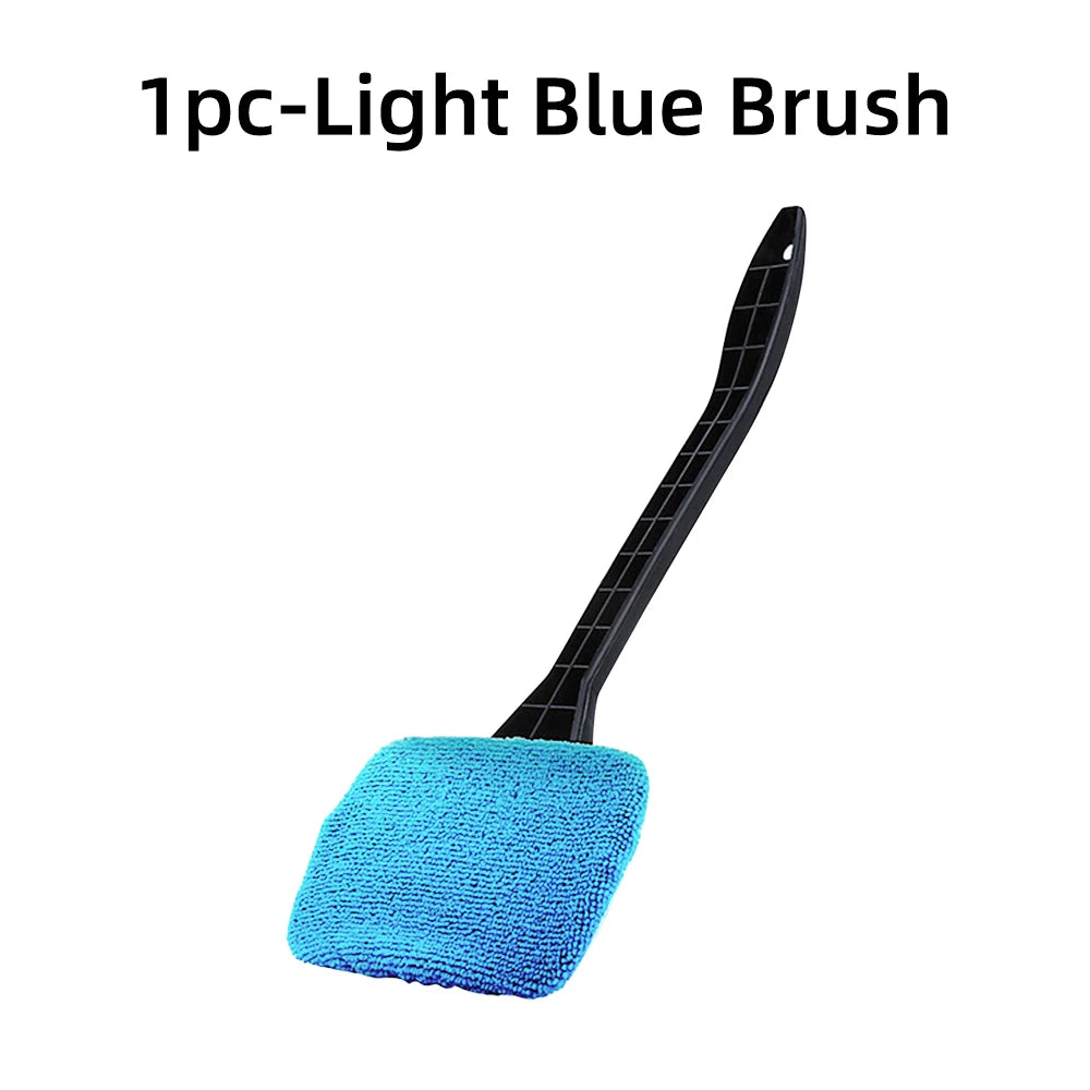 Car Window Cleaner Brush Kit Microfiber Windshield Cleaning Tool Auto Interior Glass Wash Wiper Long Handle Reusable Cloth Pad