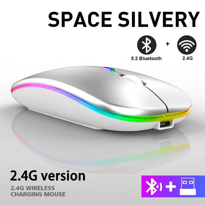 Wireless Mouse RGB Rechargeable Bluetooth Mice Wireless Computer Mause LED Backlit Ergonomic Gaming Mouse for Laptop PC 3600DPI