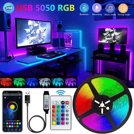 Rgb Led Strip Light 5050 Music Sync Rgb Led Tape USB 5V Bluetooth APP Control Color Changing  Flexible Diode for Home Room Decor