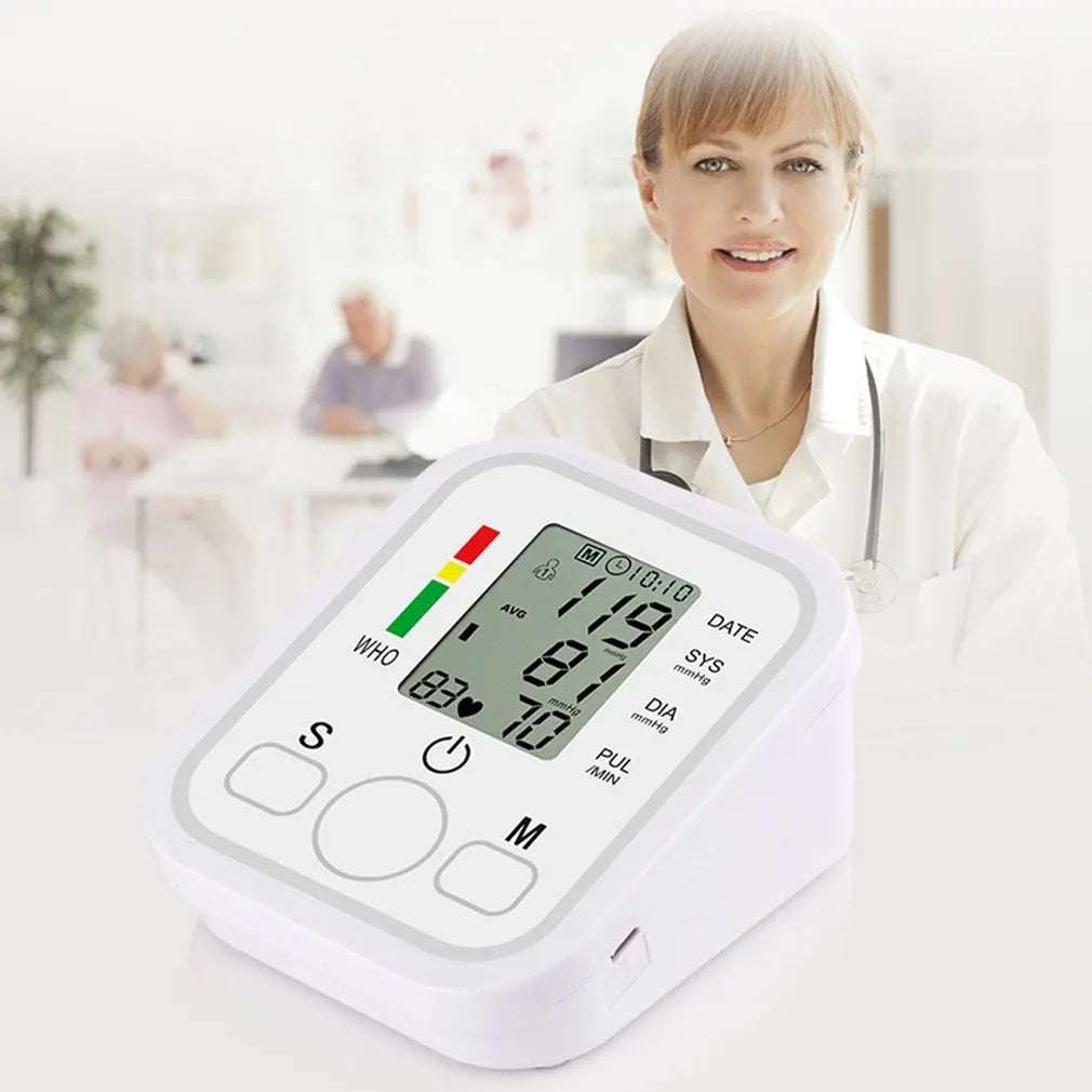 Tensiometer Heart Rate Pulse Meter BP Monitor Healthy Digital Arm Blood Pressure Meter Cuff Medical Automatic Pressure Tonometer