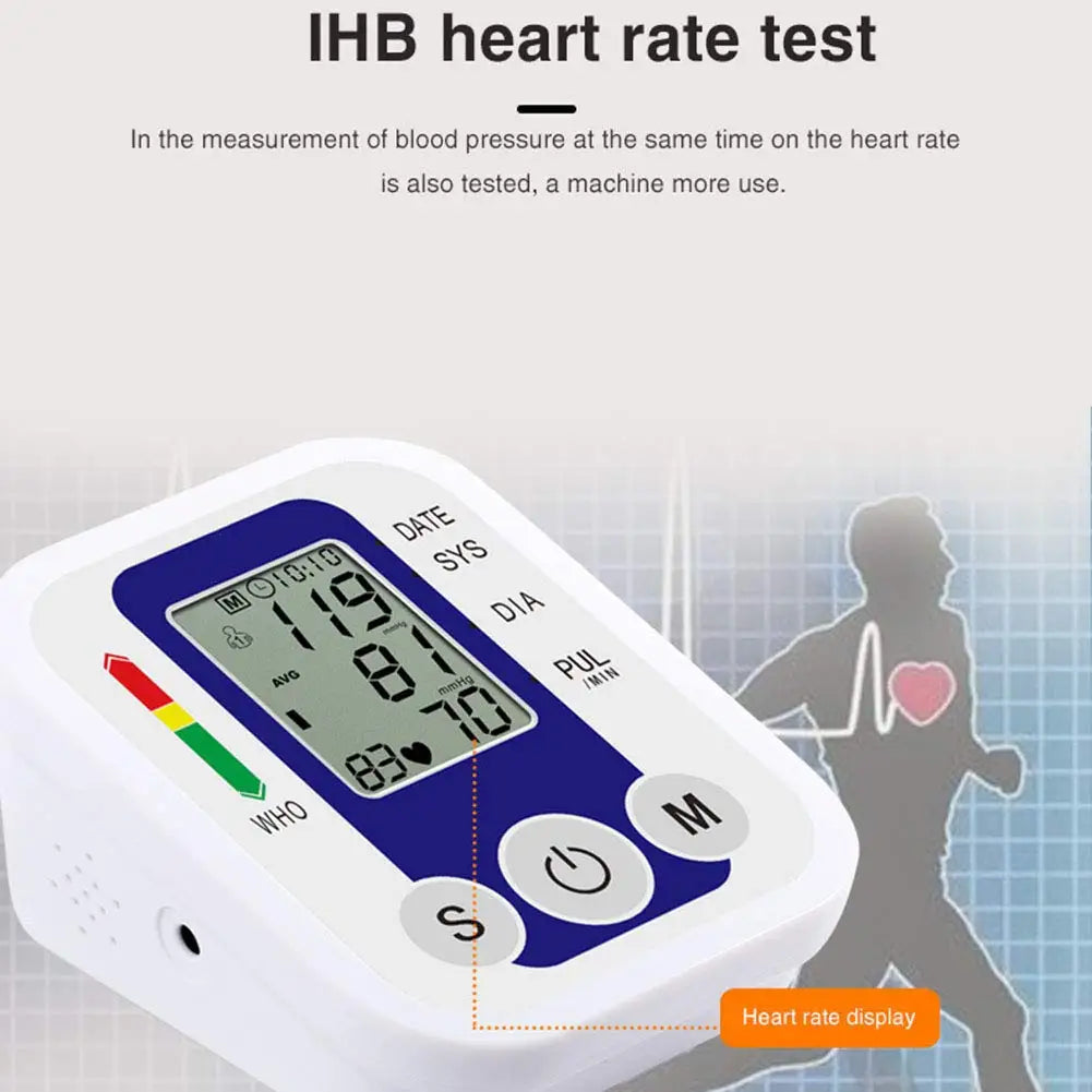 Tensiometer Heart Rate Pulse Meter BP Monitor Healthy Digital Arm Blood Pressure Meter Cuff Medical Automatic Pressure Tonometer