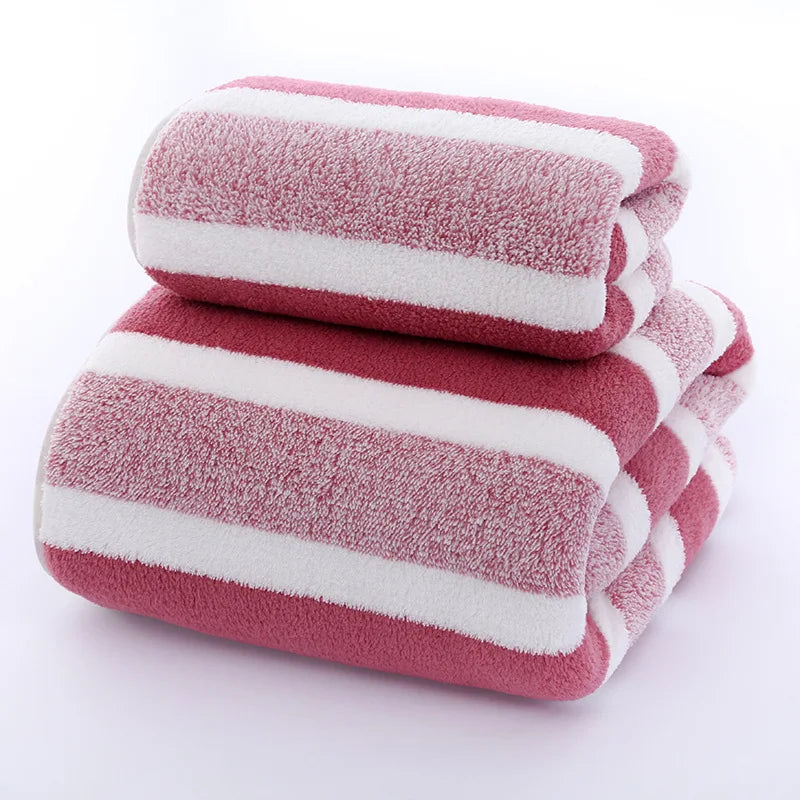 Striped Pattern Towel Set Soft Hand Towel Bath Towel Quick Drying Absorbent Towels For Bathroom