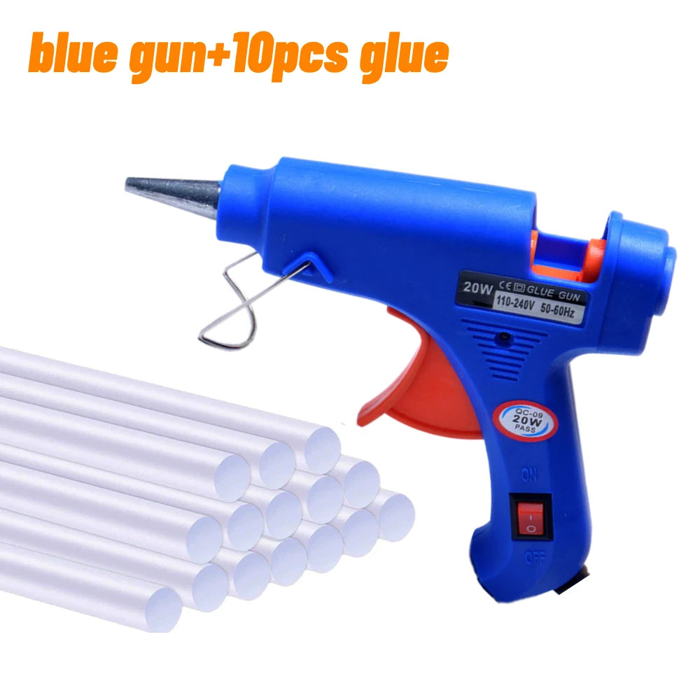 20W Hot Melt Glue Gun DIY Mini Household Industrial Guns Heat Temperature Thermo EU Electric Repair Tool Use 7mm Glue Sticks