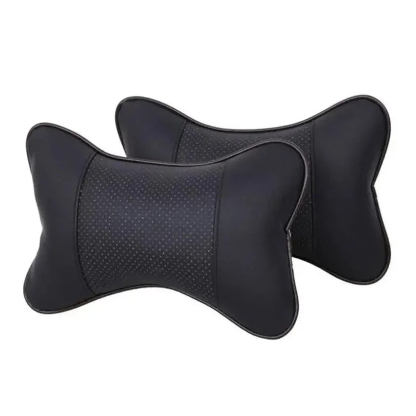 Car Neck Pillows Both Side Pu Leather 1pcs Pack Headrest For Head Pain Relief Filled Fiber Universal Car Pillow