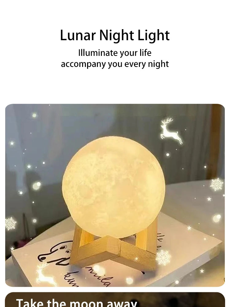 Moon Night Light Planet Lights Home Decorations Desktop Decorative Ornaments Illuminated Night Lights 8cm