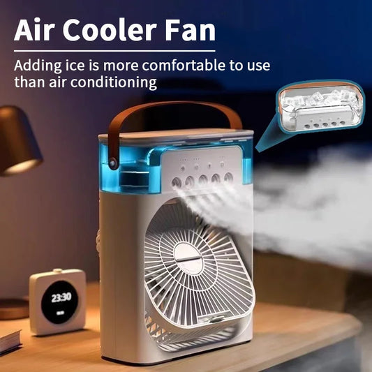 3 In 1 Fan AIr Conditioner Household Small Air Cooler LED Night Light Portable Humidifier Air Adjustment Fan Office Home Fan New