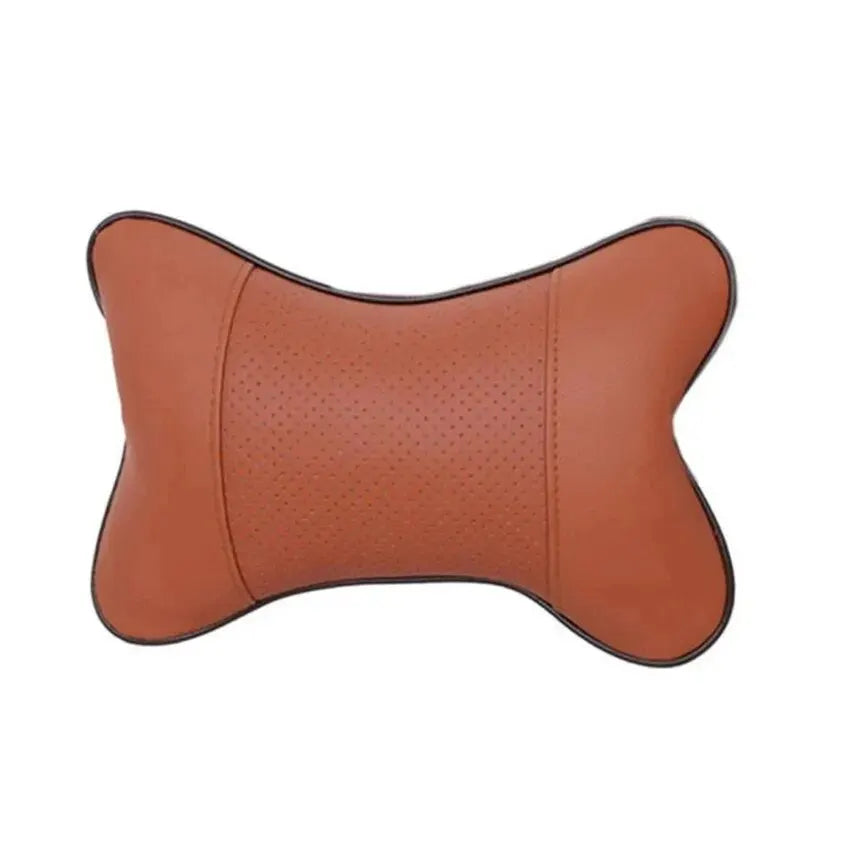 Car Neck Pillows Both Side Pu Leather 1pcs Pack Headrest For Head Pain Relief Filled Fiber Universal Car Pillow