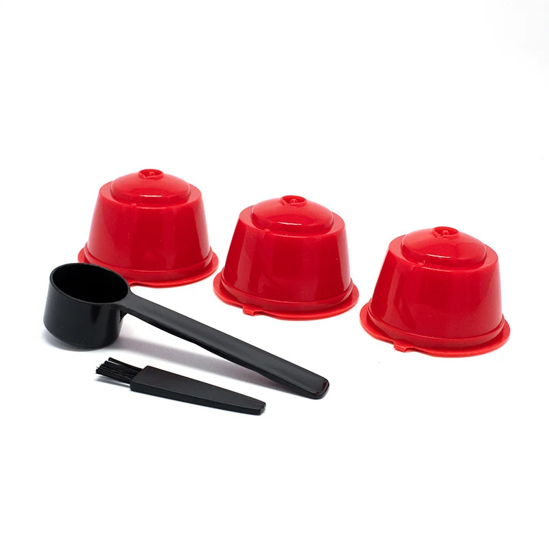 3Pcs Fit For Dolce Gusto Coffee Filter Cup Reusable Coffee Capsule Filters For Nespresso With Spoon Brush