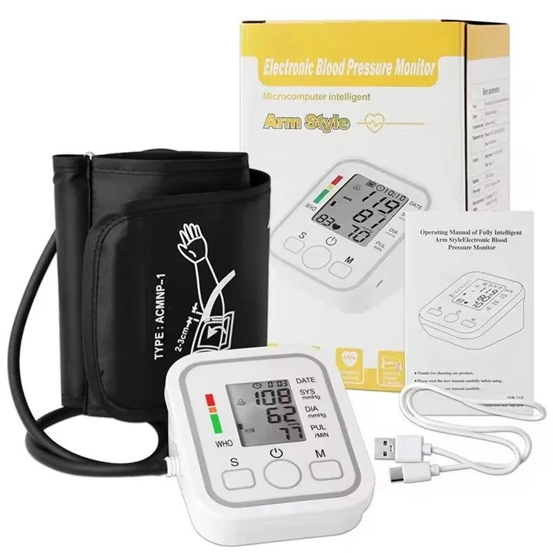 Tensiometer Heart Rate Pulse Meter BP Monitor Healthy Digital Arm Blood Pressure Meter Cuff Medical Automatic Pressure Tonometer