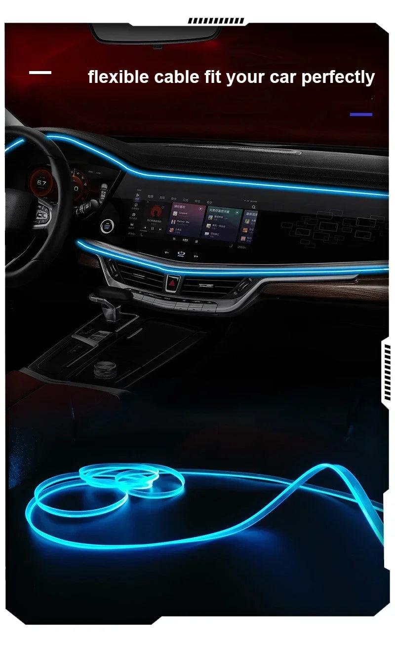 2/3/4/5M RGB Car Interior Ambient LED Light Strip Invisible USB Fiber Optic Atmosphere Lamp Support APP Control