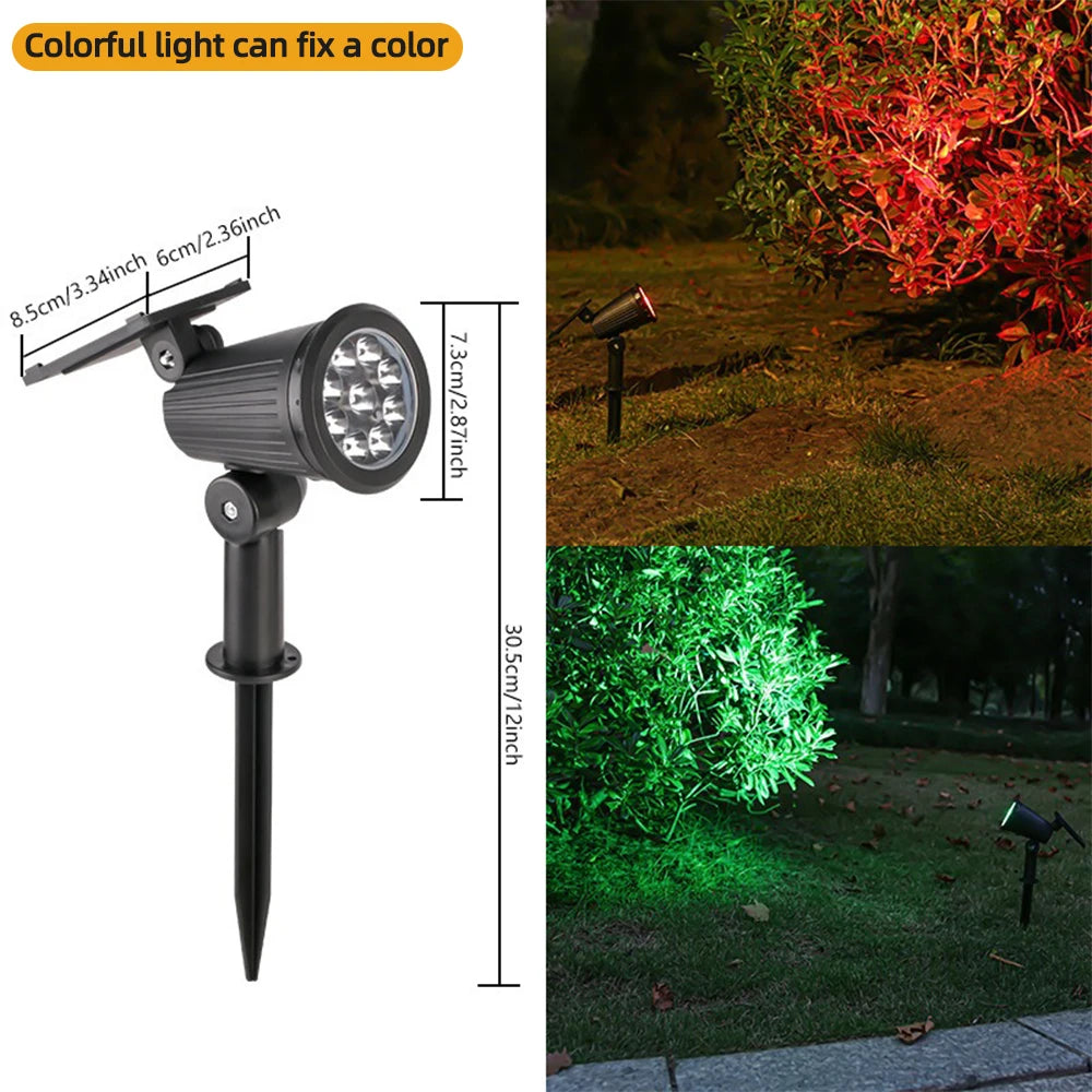 9 LED Solar Spot Lights Outdoor RGB Solar Landscape Lights IP65 Waterproof Brightness Adjustable for Garden Yard Palm Trees