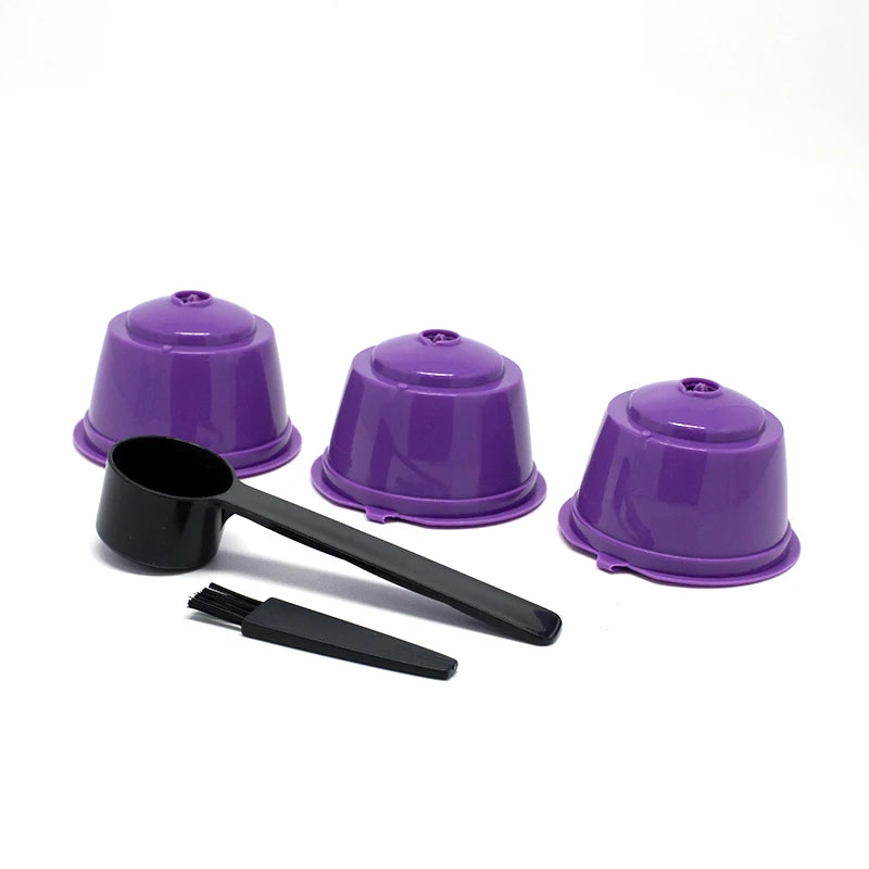 3Pcs Fit For Dolce Gusto Coffee Filter Cup Reusable Coffee Capsule Filters For Nespresso With Spoon Brush