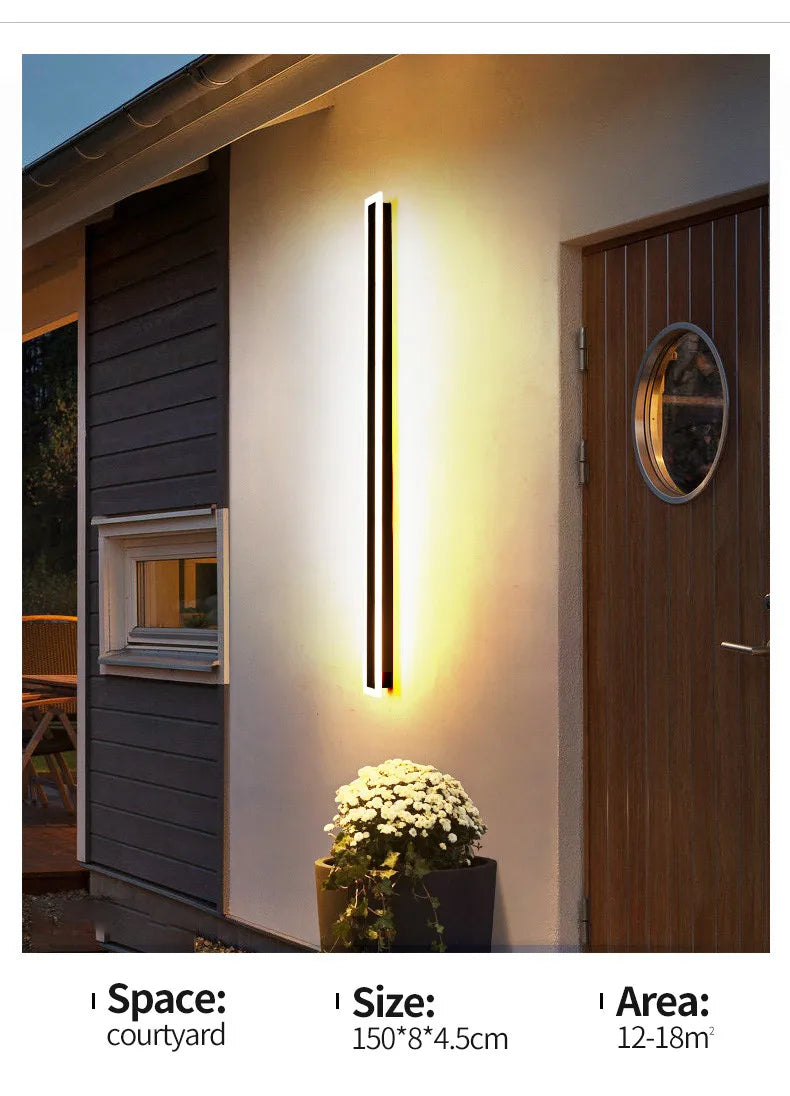 Outdoor wall lamp IP65 waterproof corridor staircase lamp LED long wall lamp outdoor balcony lamp entrance villa garden light