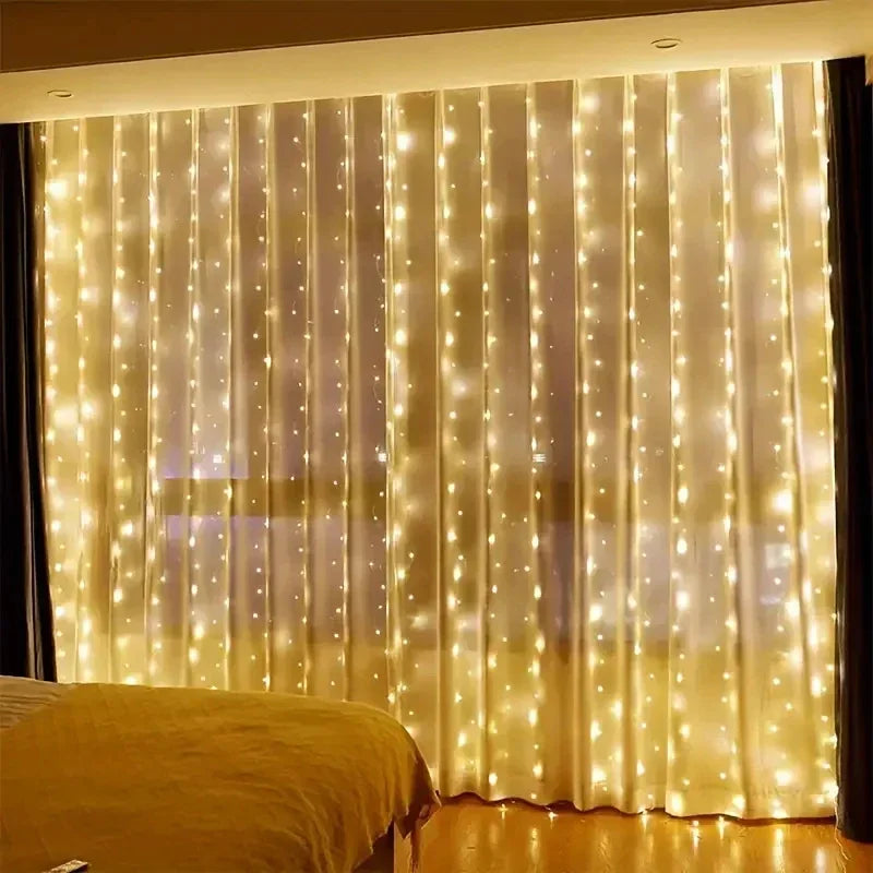 6/4/3M USB Curtain String Lights 8 Modes Fairy Light Bedroom Home Christmas Tree Garland Light Wedding Christmas Holiday Decor