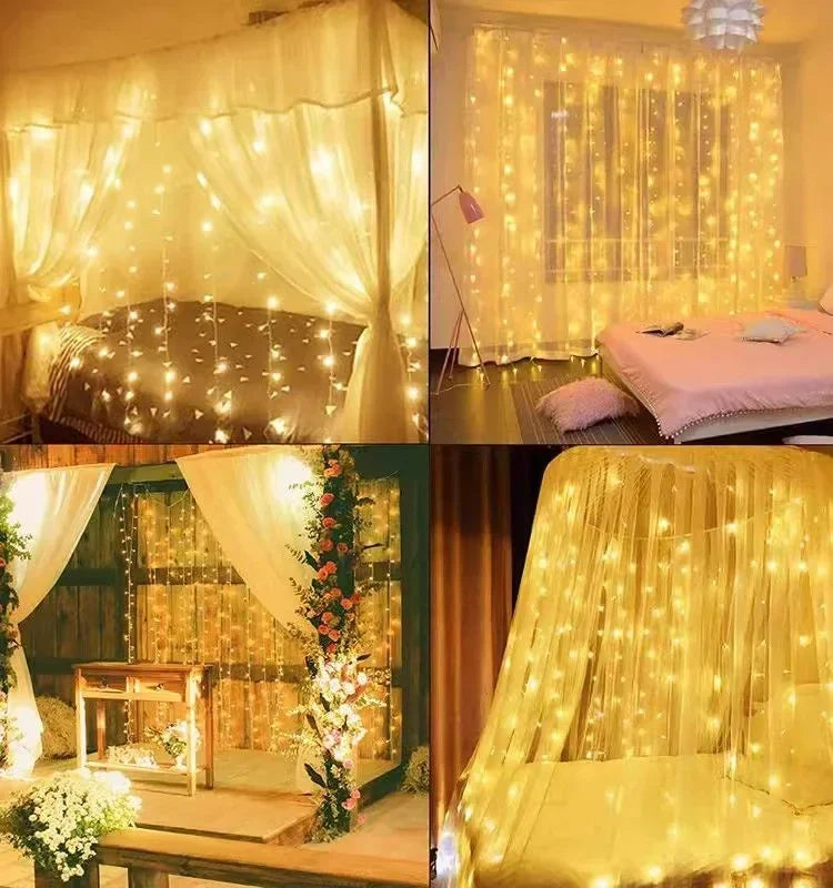 6/4/3M USB Curtain String Lights 8 Modes Fairy Light Bedroom Home Christmas Tree Garland Light Wedding Christmas Holiday Decor